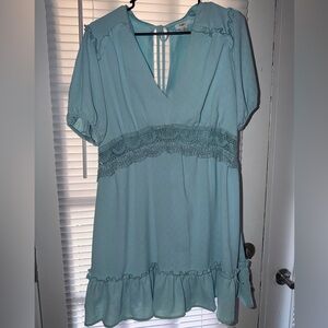 Rue21 Light Blue Crochet-Trim V-Neck Peasant Top